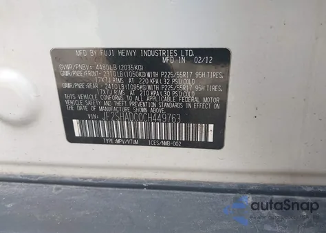 2012 Subaru Forester 2.5X Premium z USA, uszkodzony, nr VIN JF2SHADC0CH449763